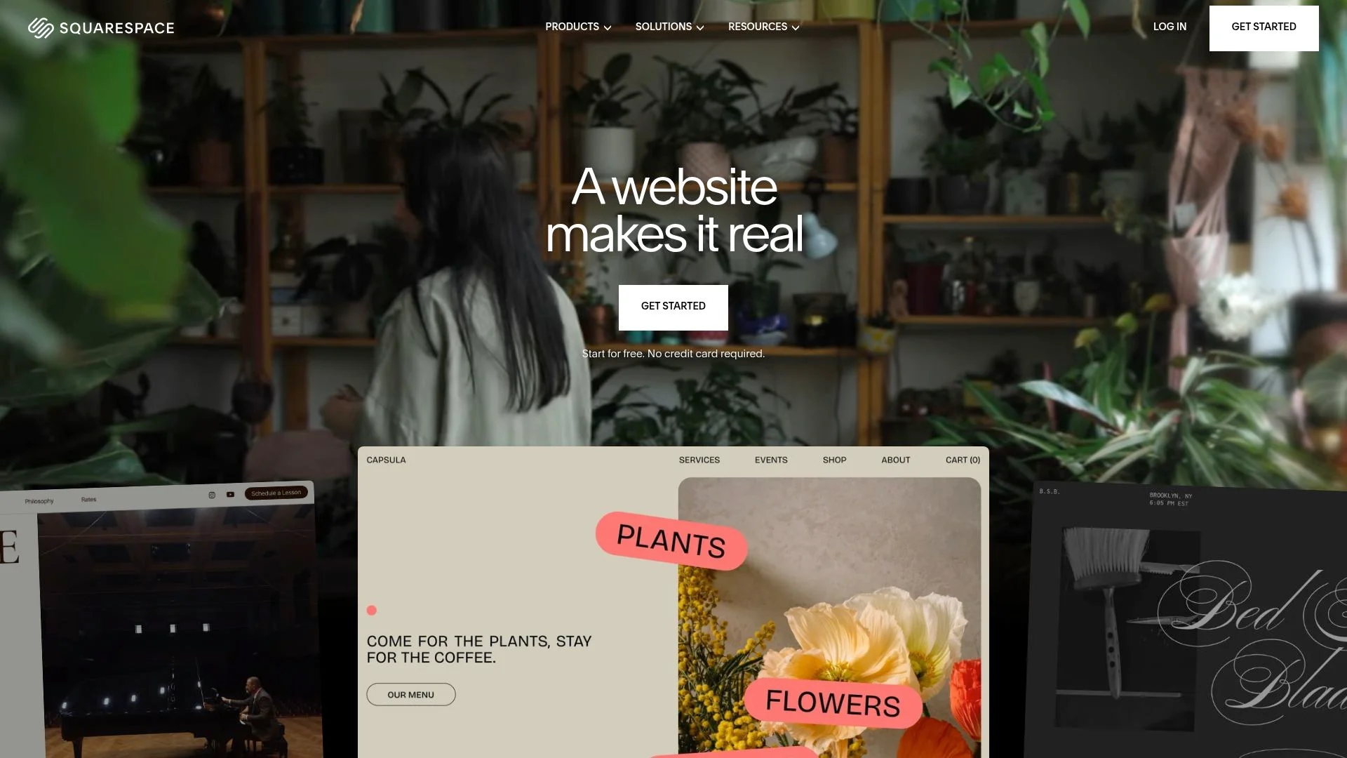 A website homepage featuring a floral arrangement and text.