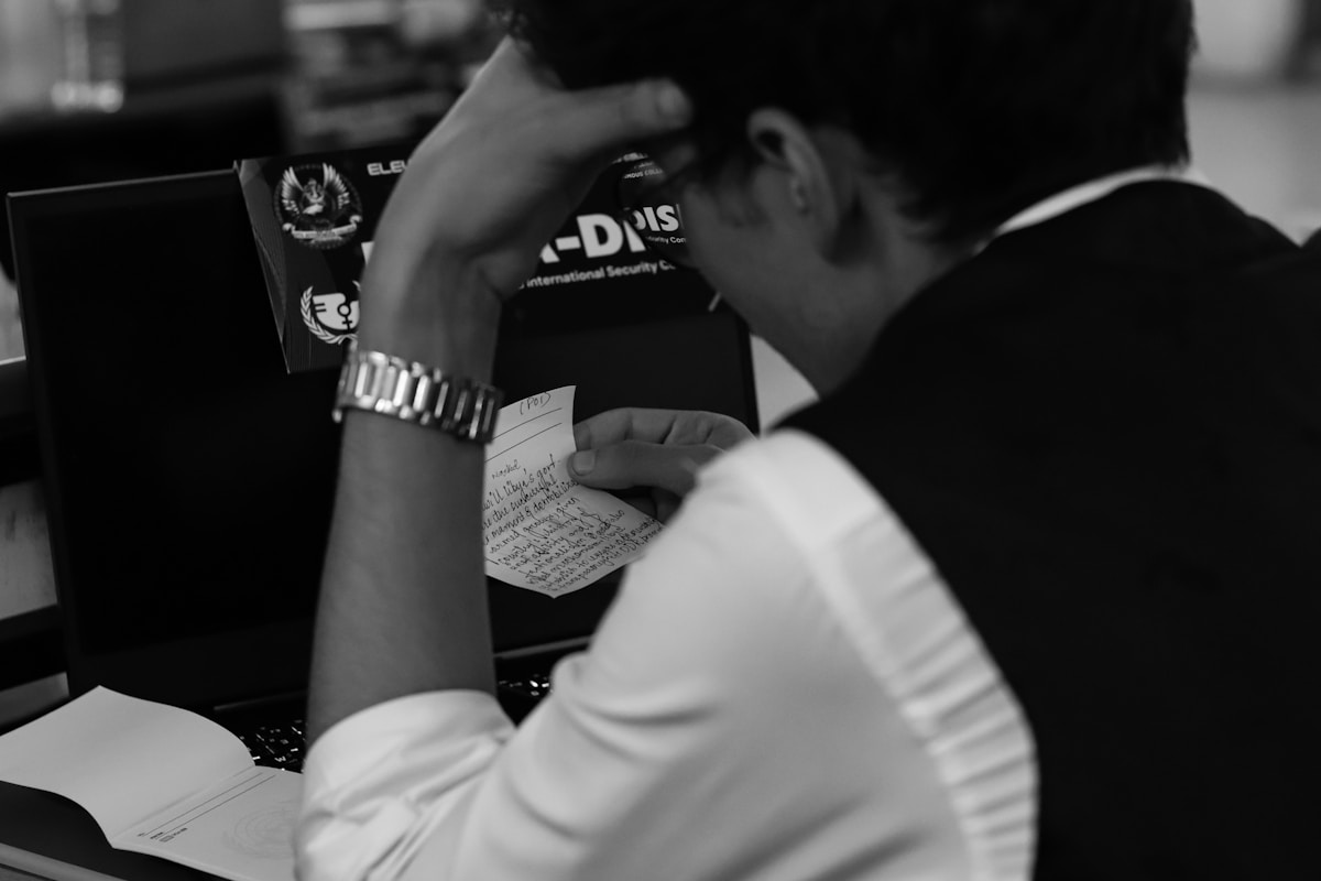 A man sitting in front of a laptop computer