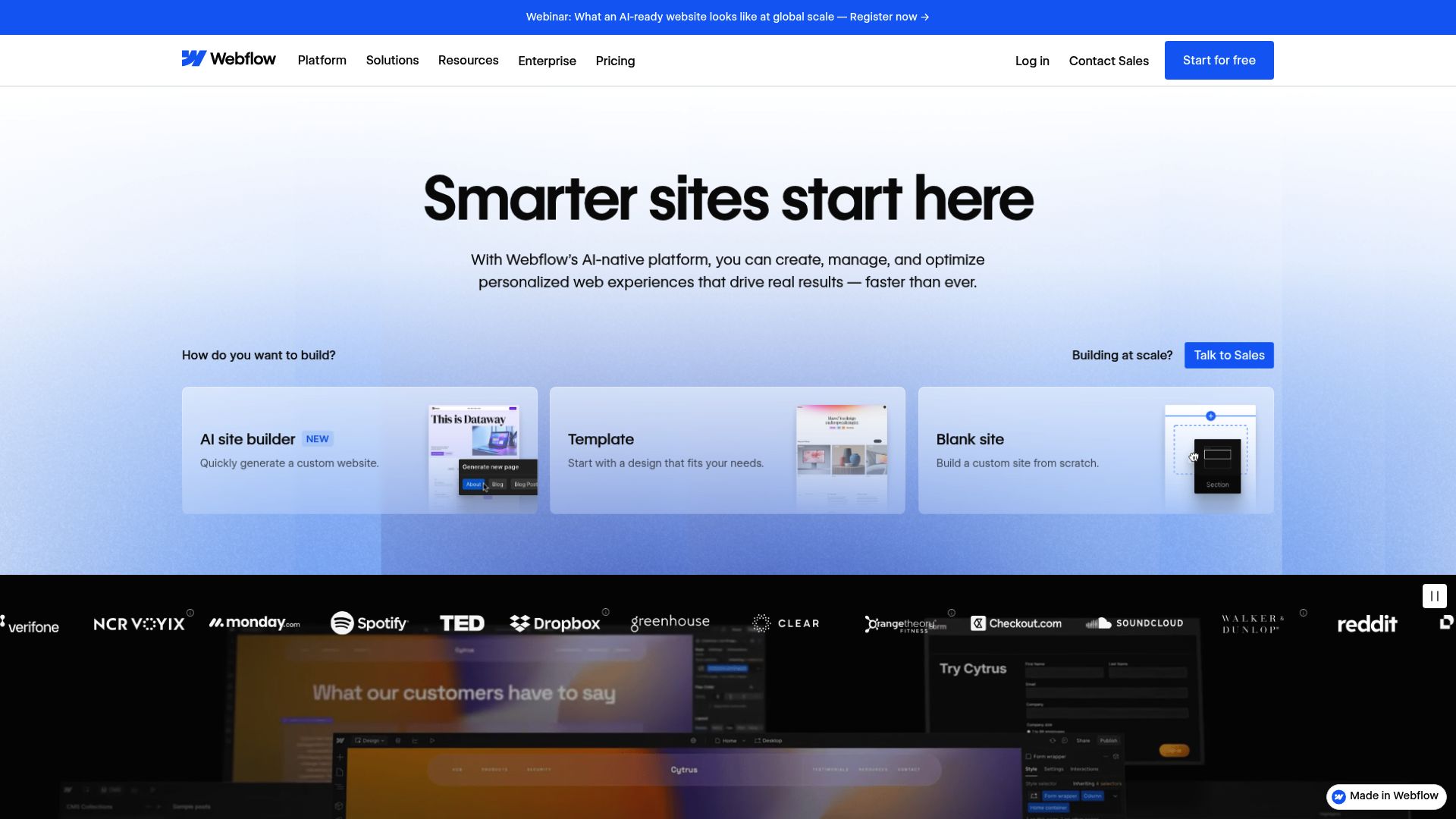 Screenshot of webflow.com