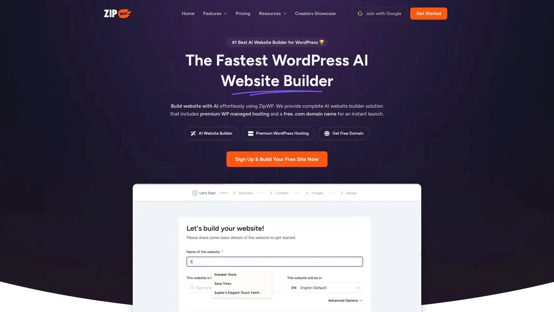 The Fastest WordPress AI Website Builder by ZipWP.