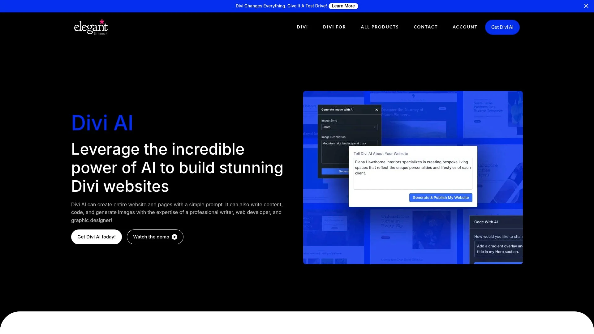 Divi AI: Leverage AI to build stunning Divi websites.