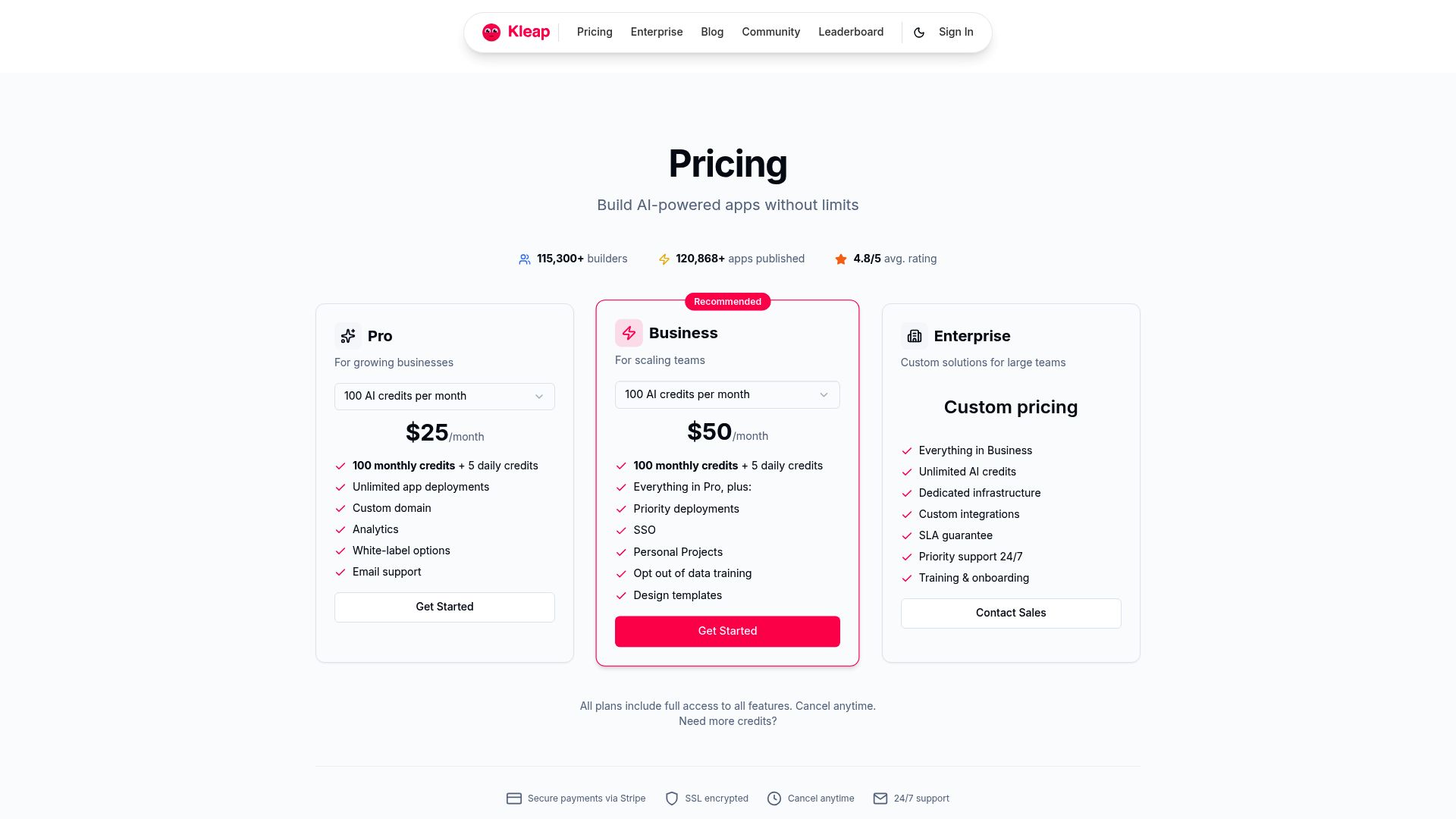 Screenshot of www.kleap.co