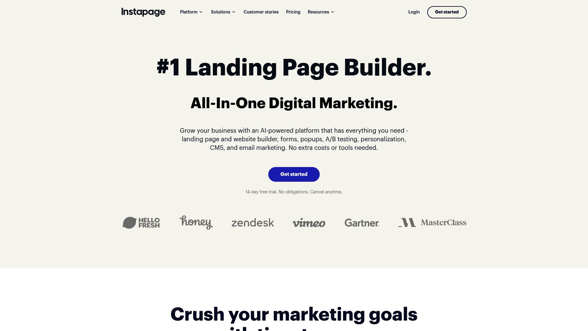 Screenshot of instapage.com