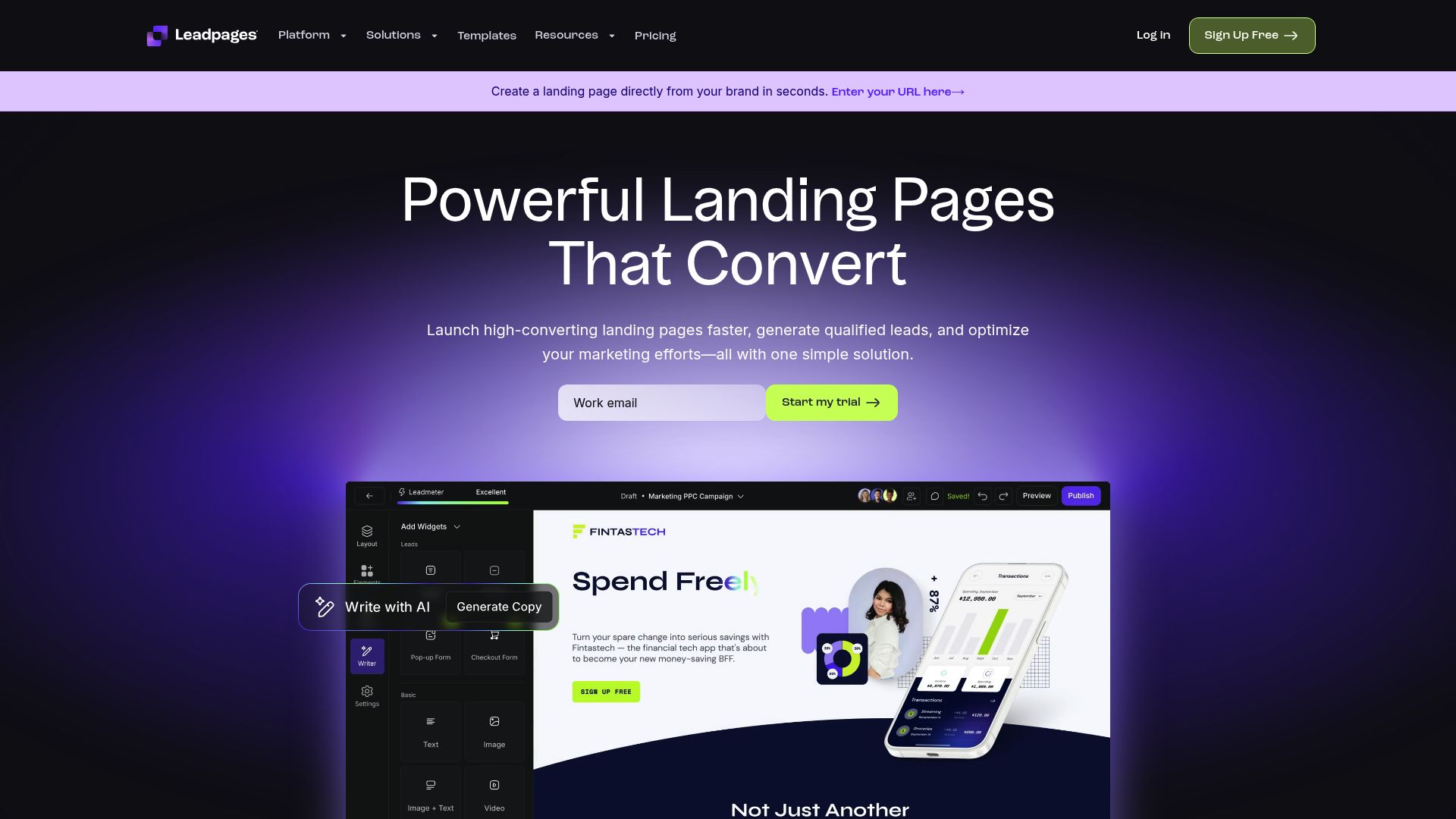 Screenshot of leadpages.com