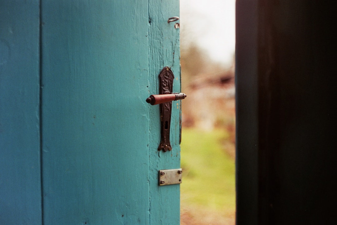 remplacer poignée de porte blindée - blue wooden door