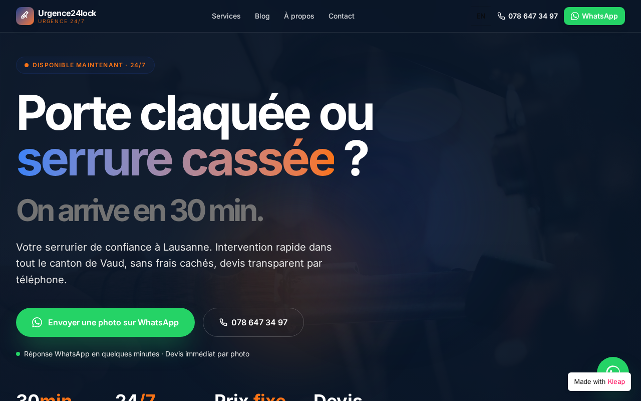 urgence24lock.ch homepage