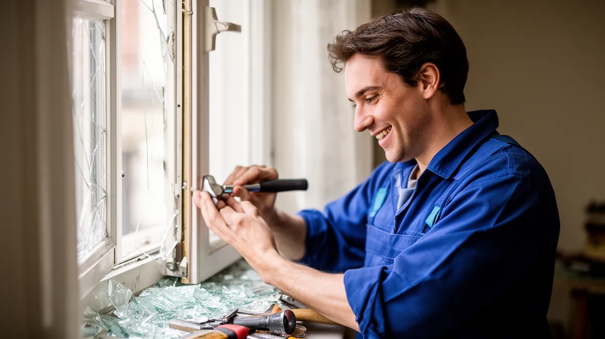 Réparation fenêtre cassée Lille, coût 2026, artisan en action