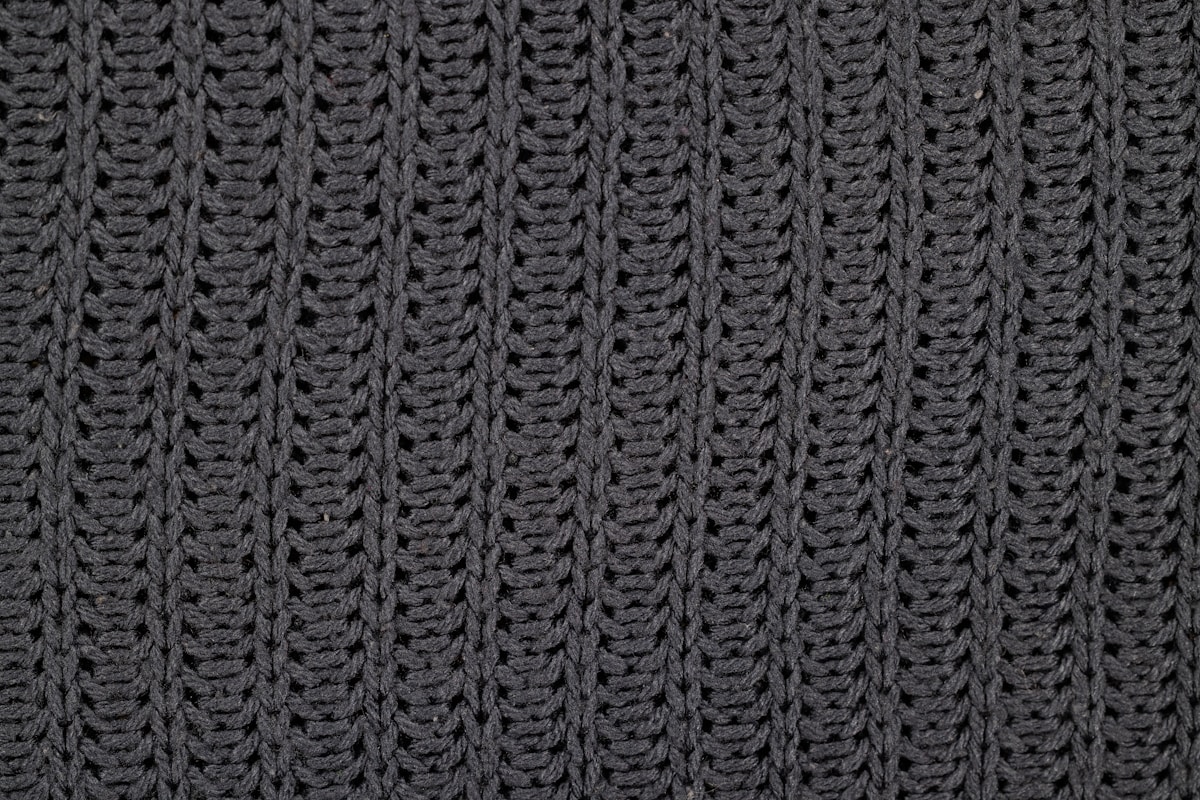 a close up of a black knitted material