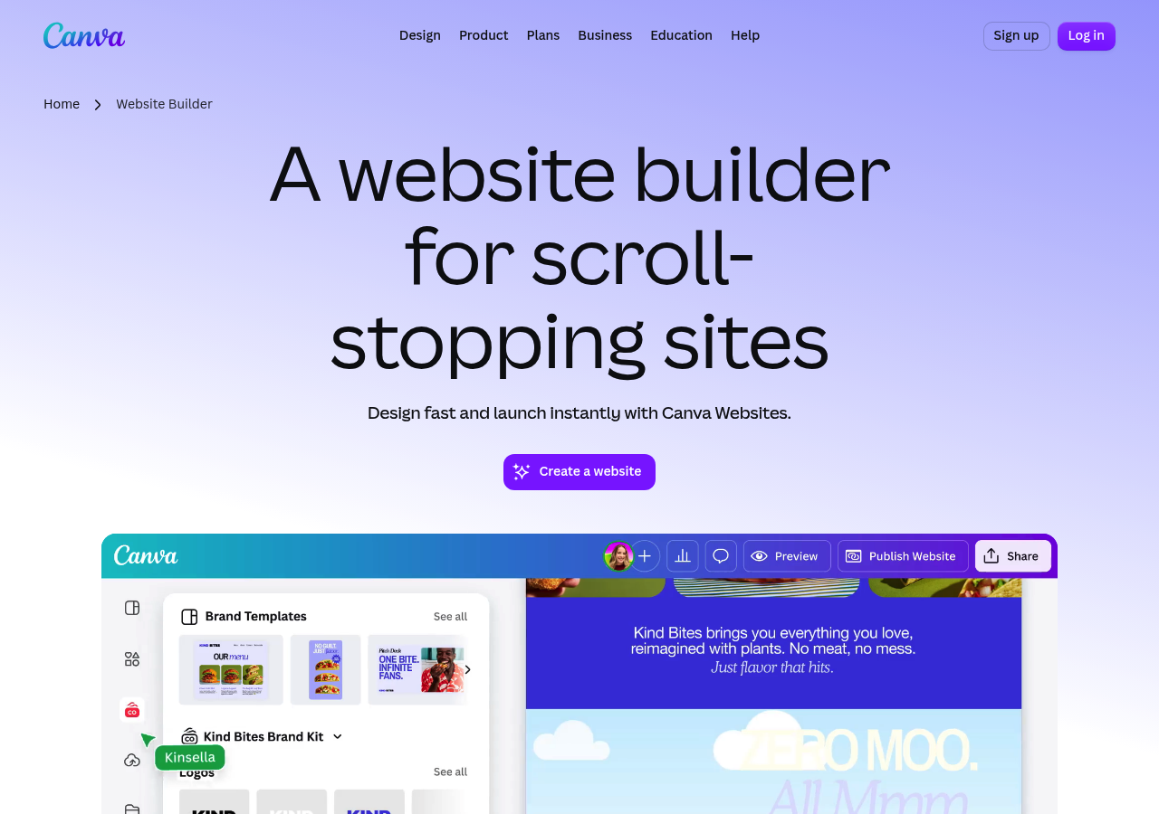 Canva's website editor