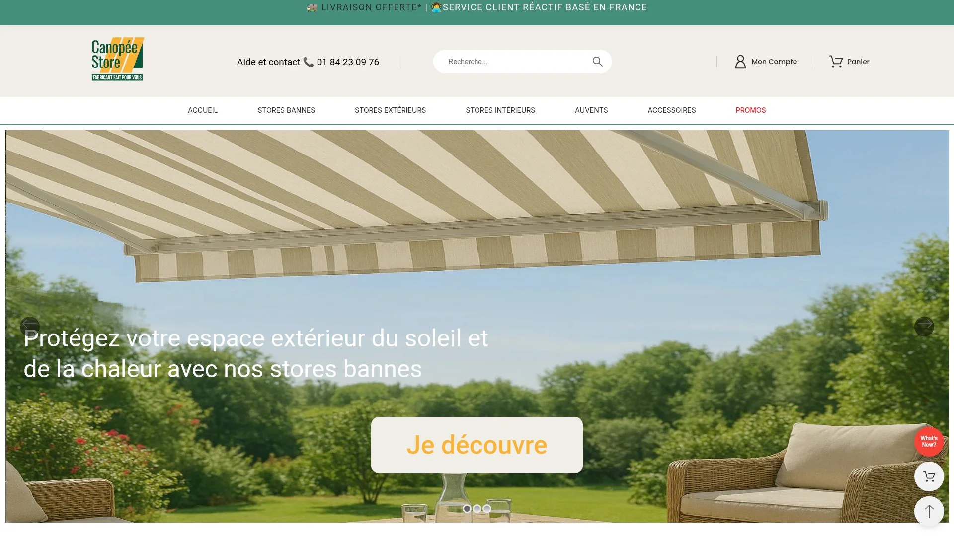 Stores bannes extérieurs pour protéger contre le soleil et la chaleur.
