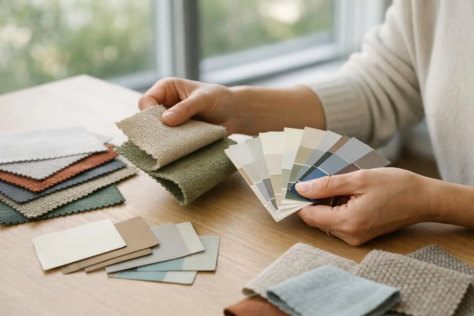 Échantillons de tissus et de couleurs pour la décoration intérieure.