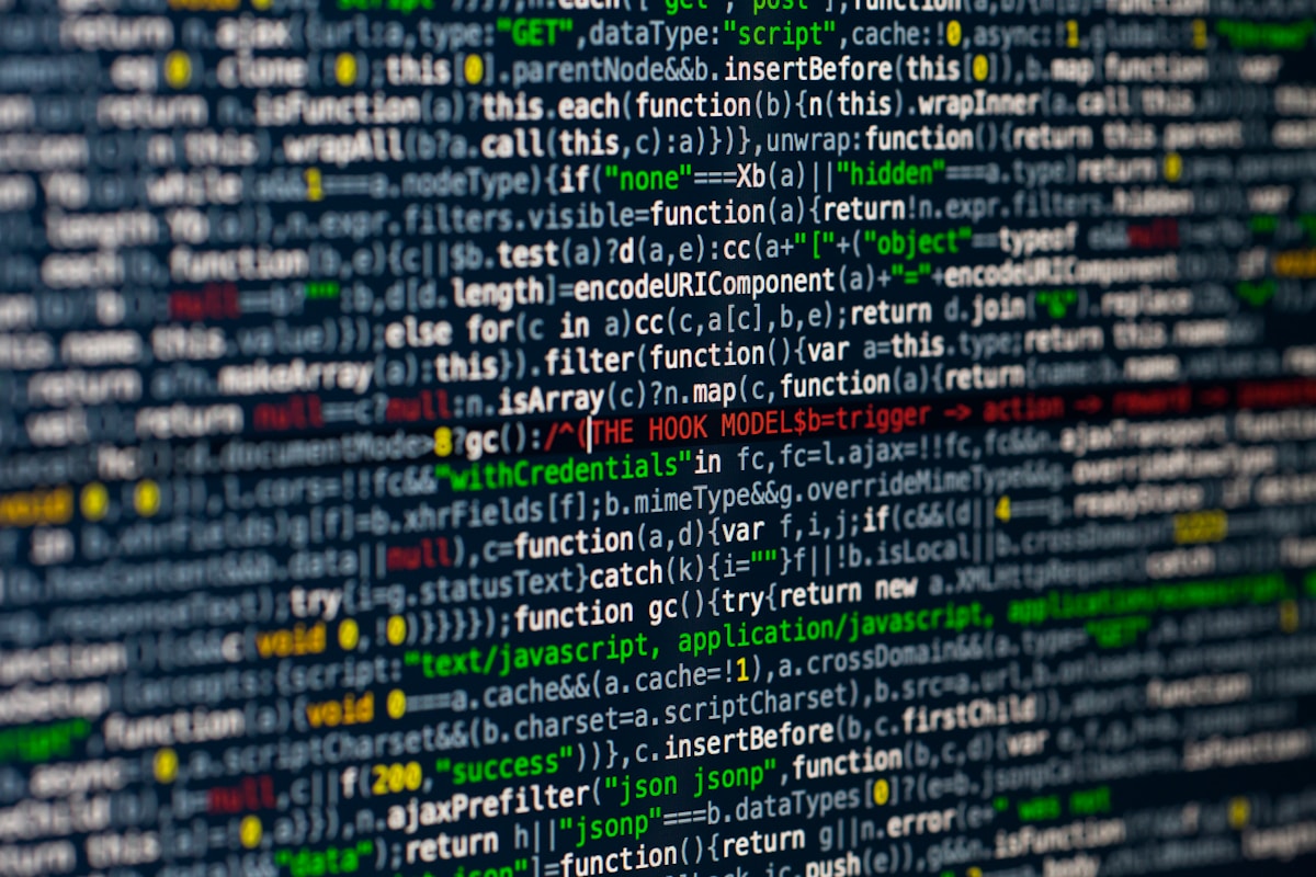 Code source de programmation informatique.