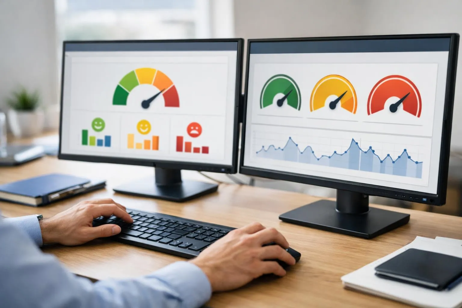 Écrans d'ordinateur affichant des tableaux de bord de données et de statistiques.