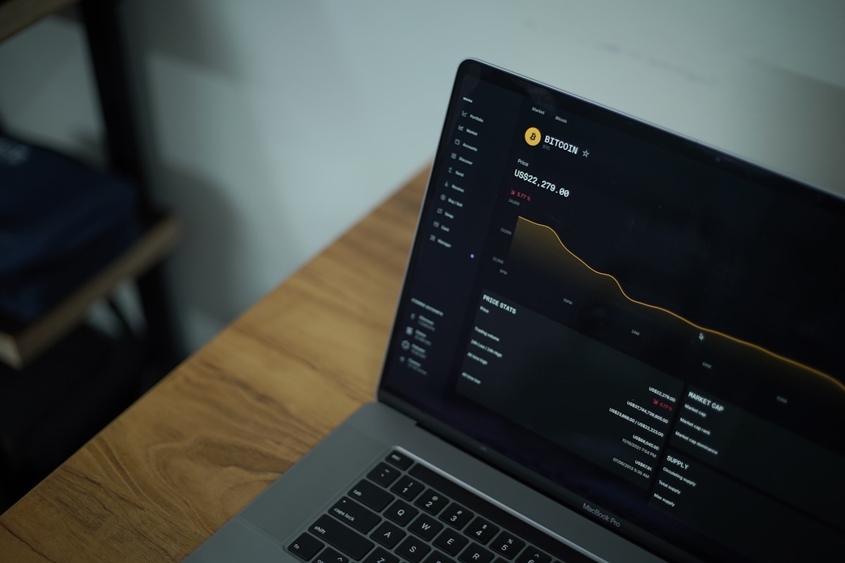 Écran d'ordinateur affichant un portefeuille de cryptomonnaie Bitcoin.
