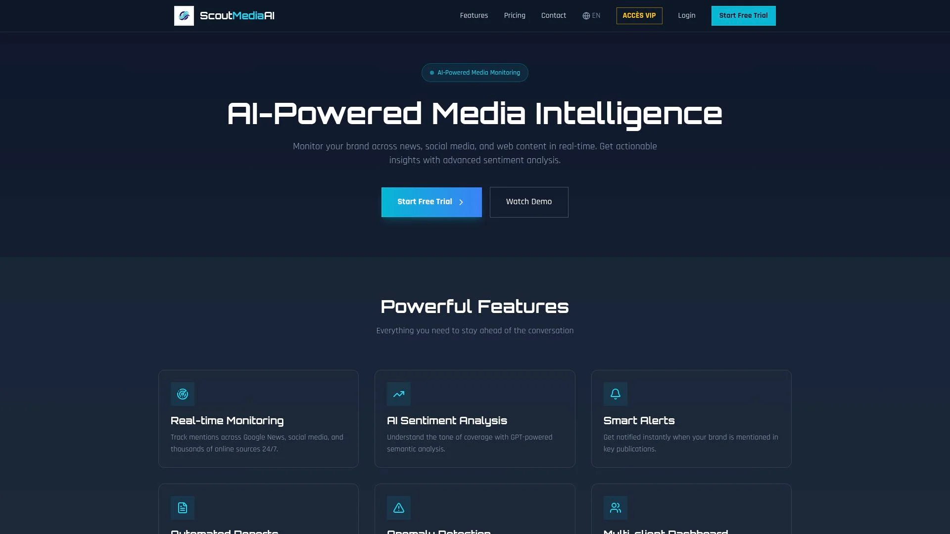 Plateforme d'intelligence artificielle pour le suivi des médias en temps réel.