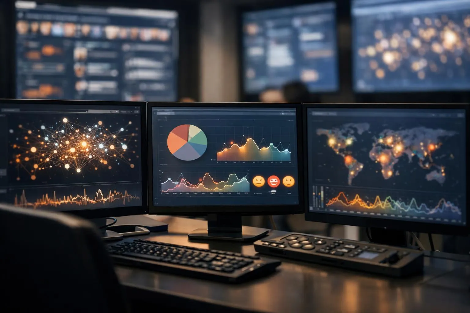 Écran d'ordinateur affichant des données analytiques complexes et des visualisations graphiques.