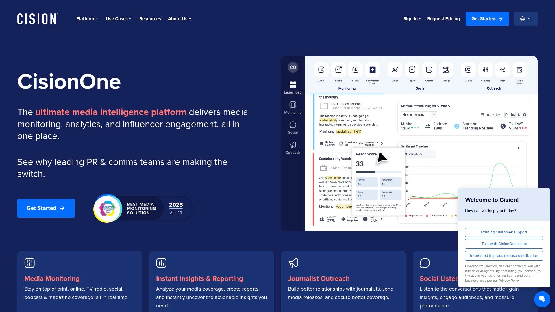 Plateforme d'intelligence médiatique offrant des services de surveillance, d'analyse et d'engagement des influenceurs.