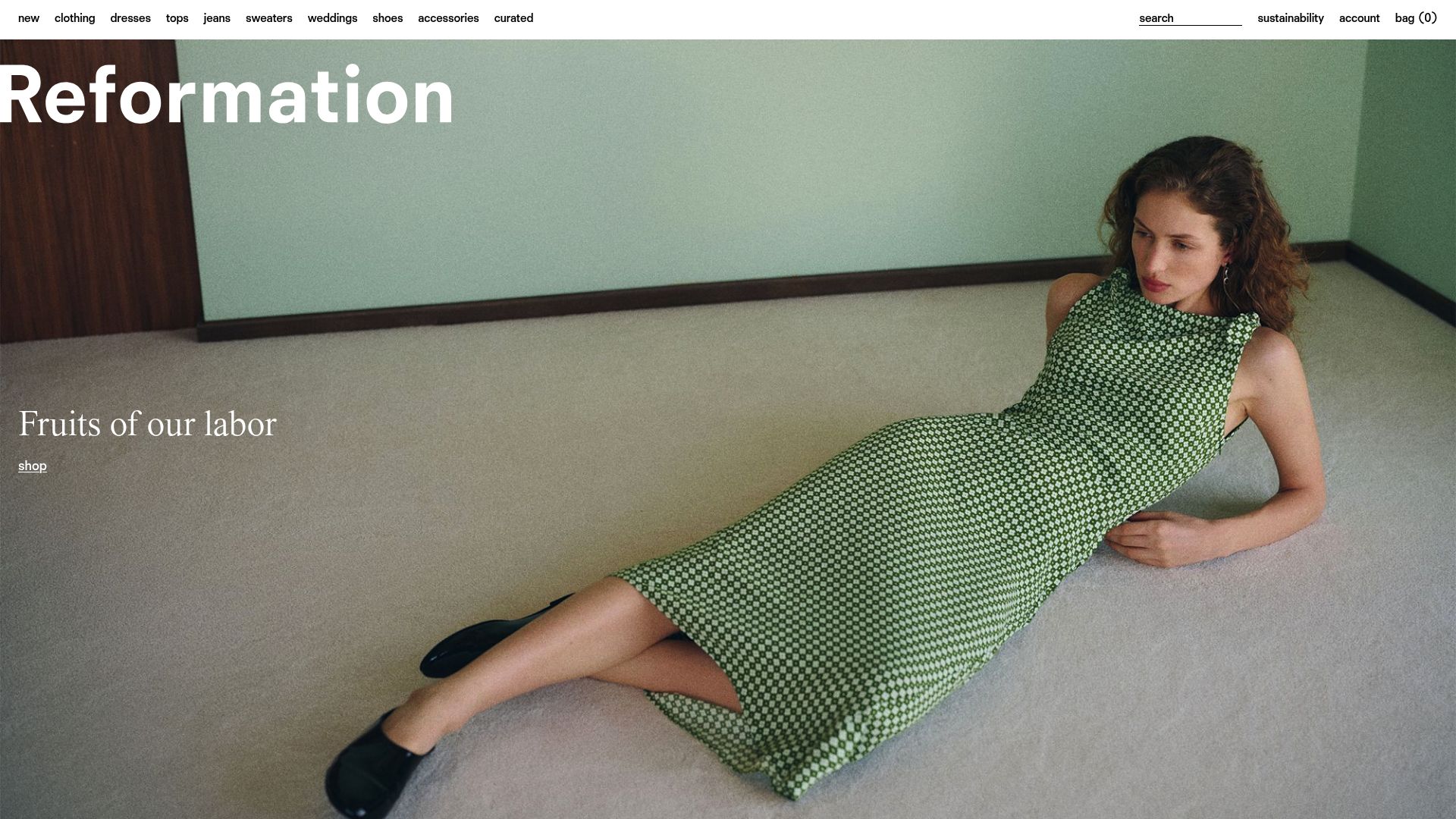 Screenshot of www.thereformation.com