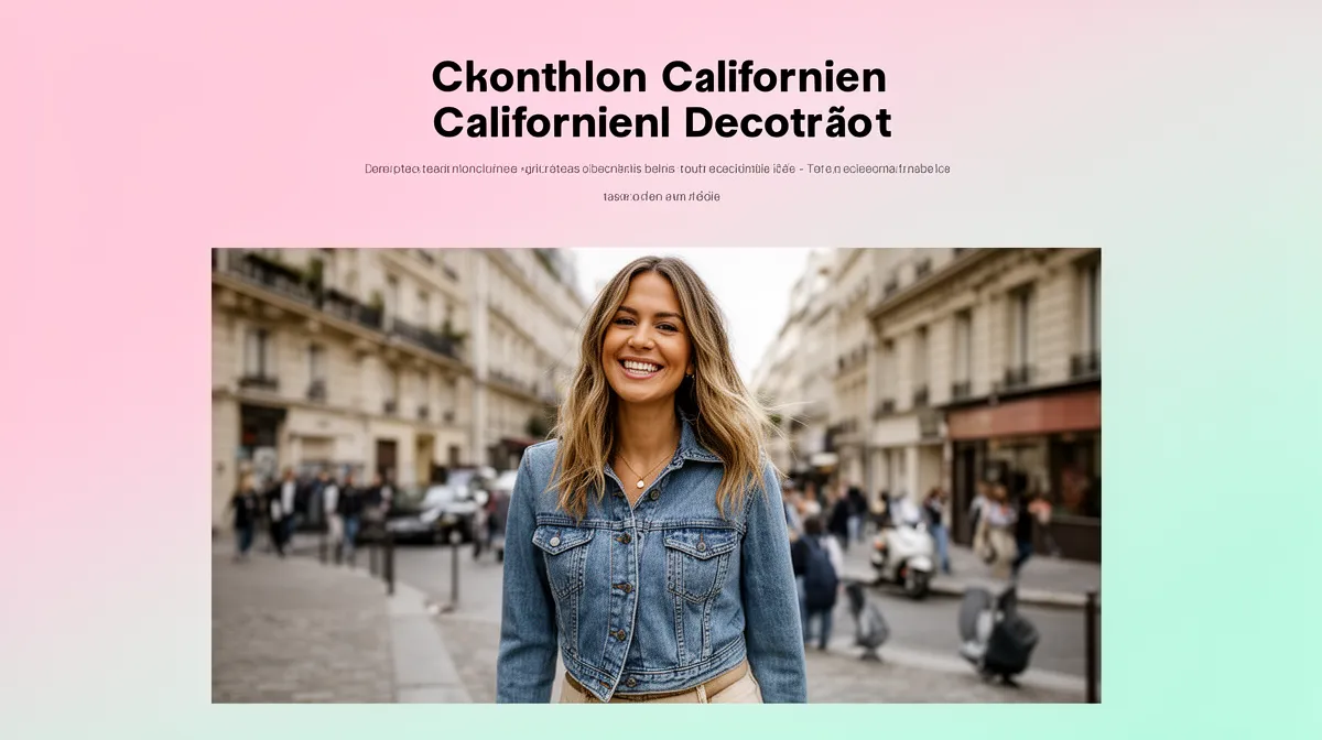 Femme souriante en veste en jean dans une rue animée.