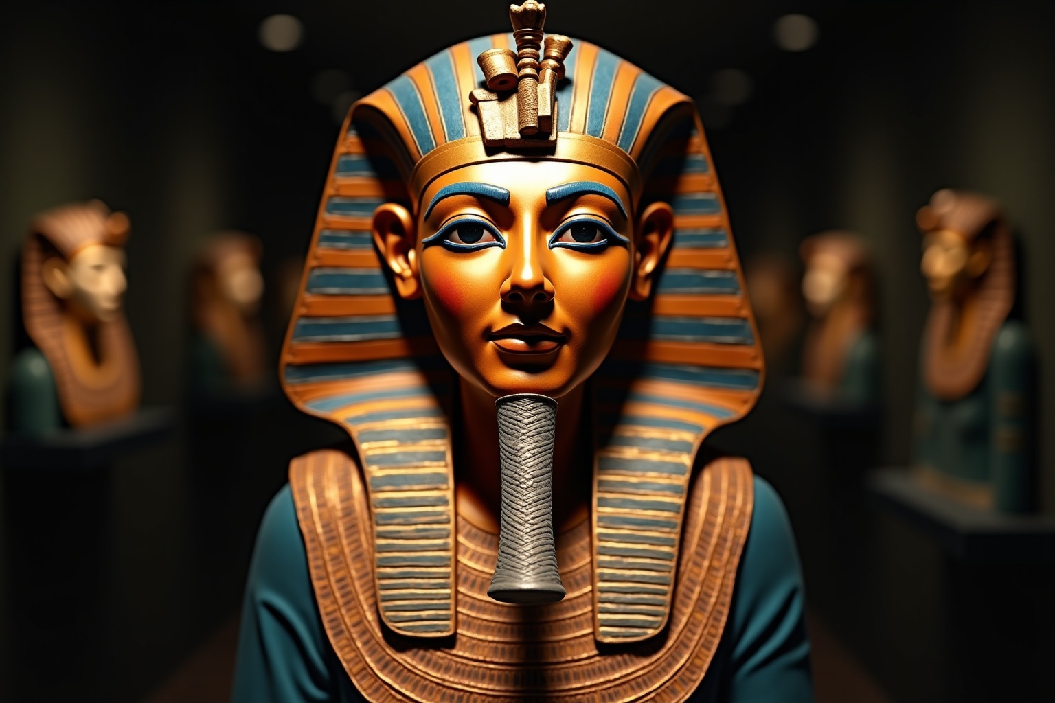 Masque funéraire doré de Toutankhamon, symbole de l'Égypte ancienne.