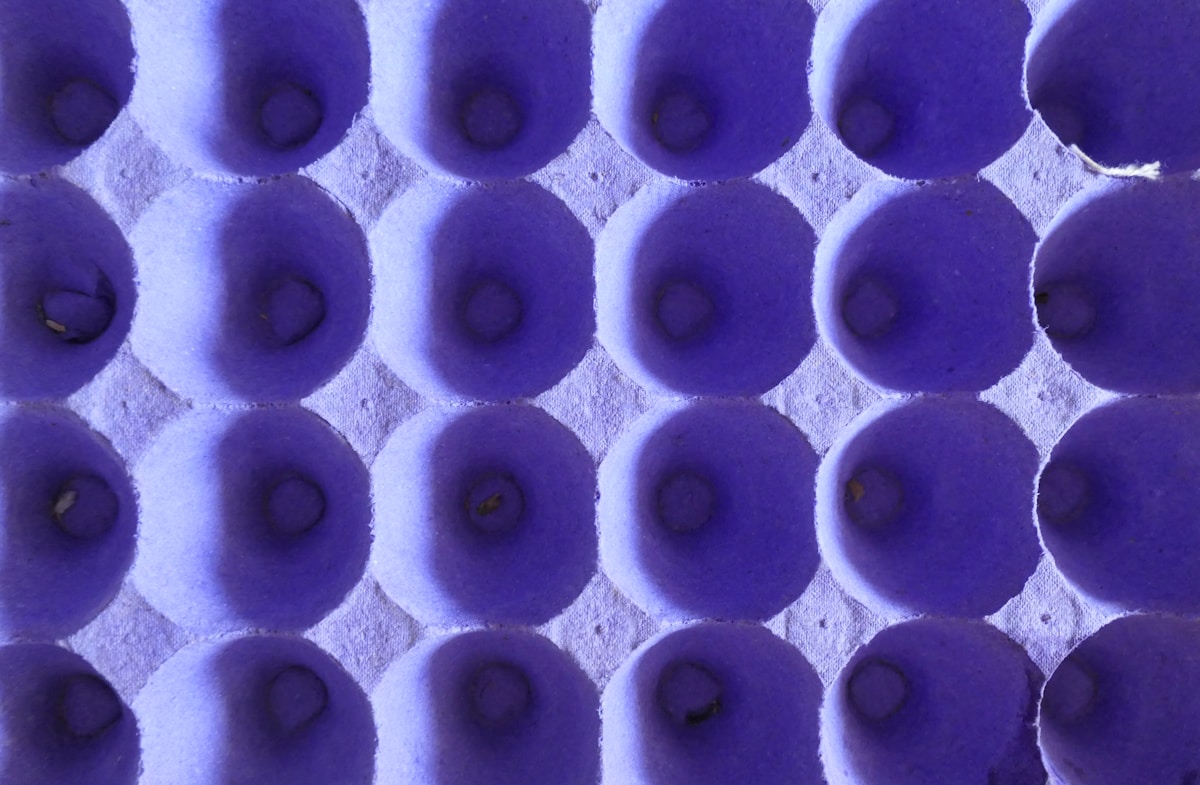 Motif de cercles violets et blancs en nid d'abeille.