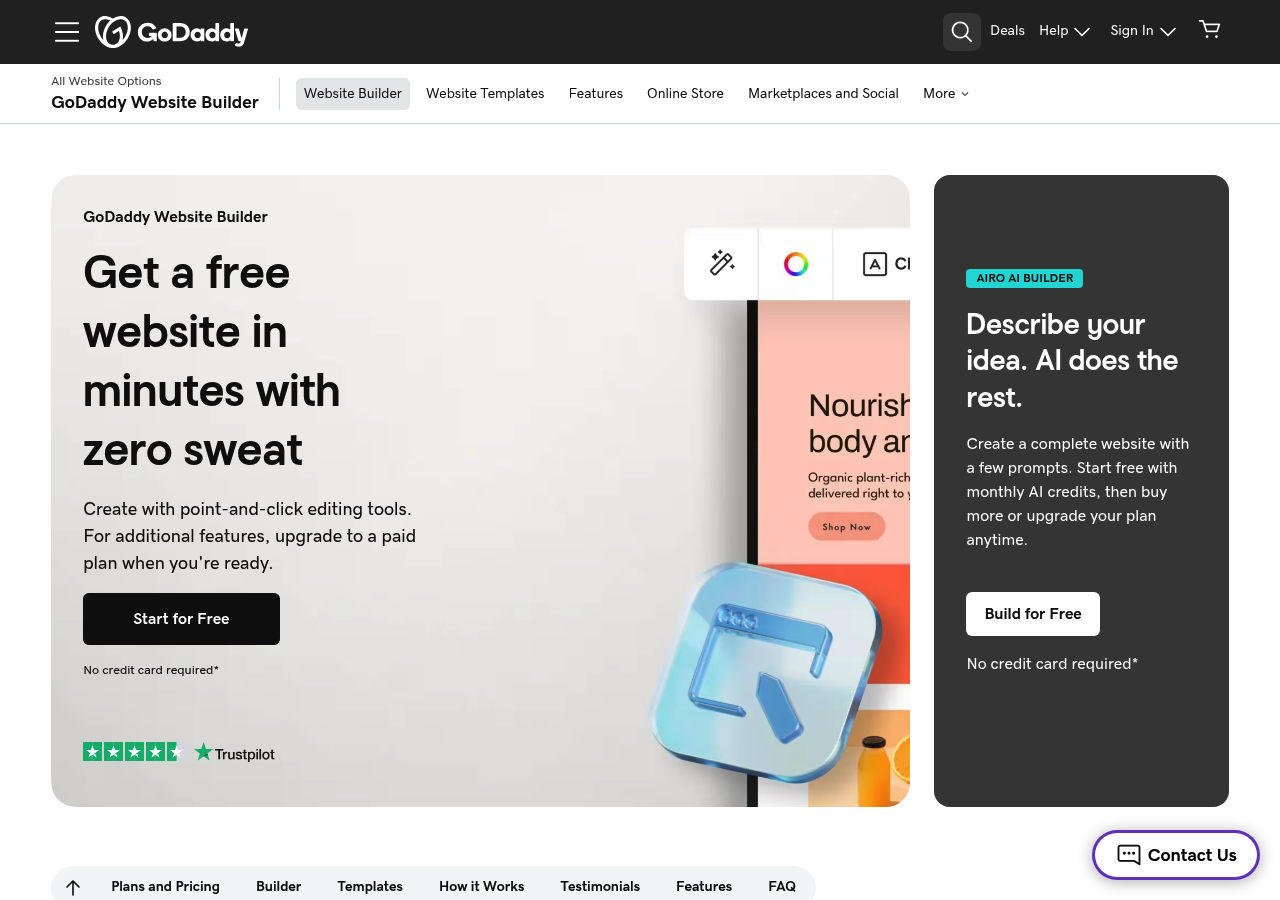 GoDaddy homepage