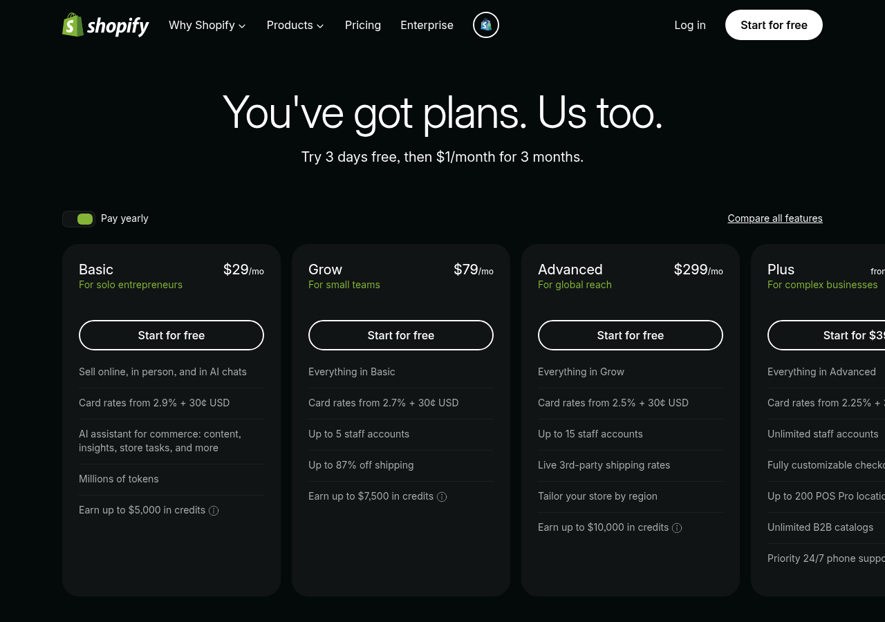 Shopify homepage