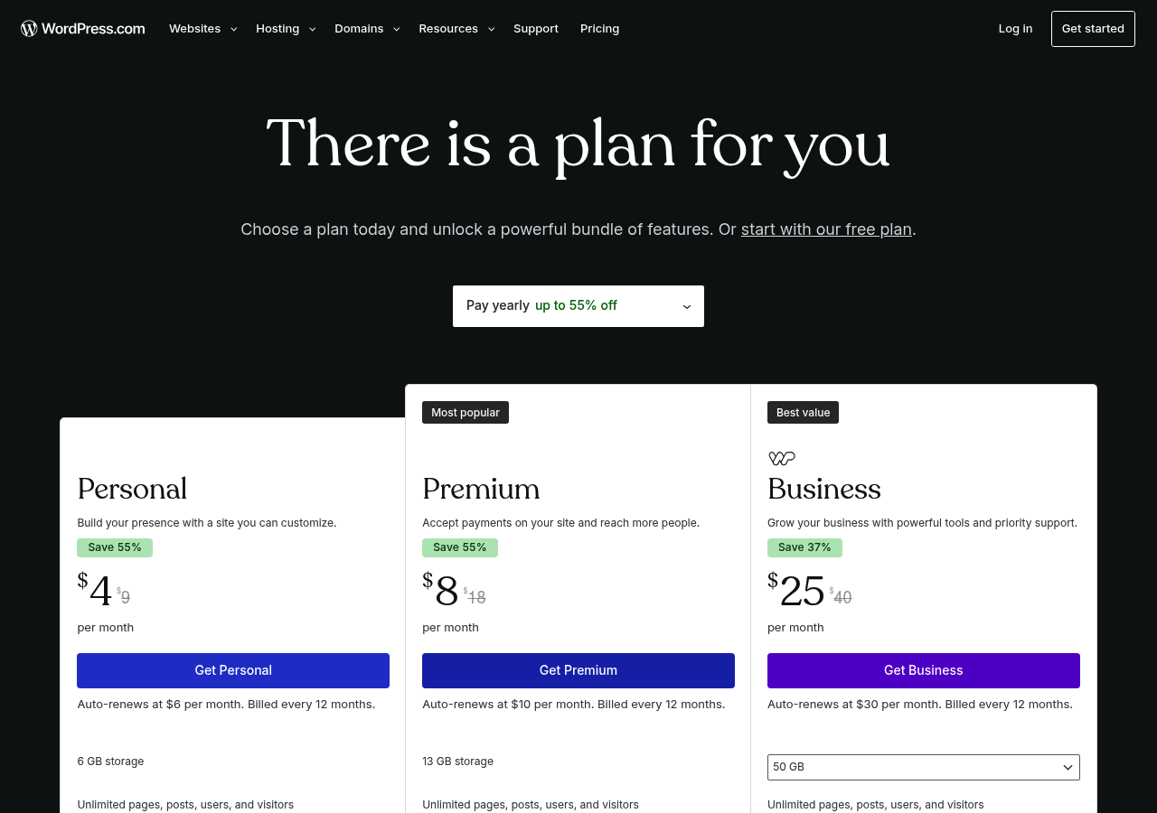 WordPress homepage