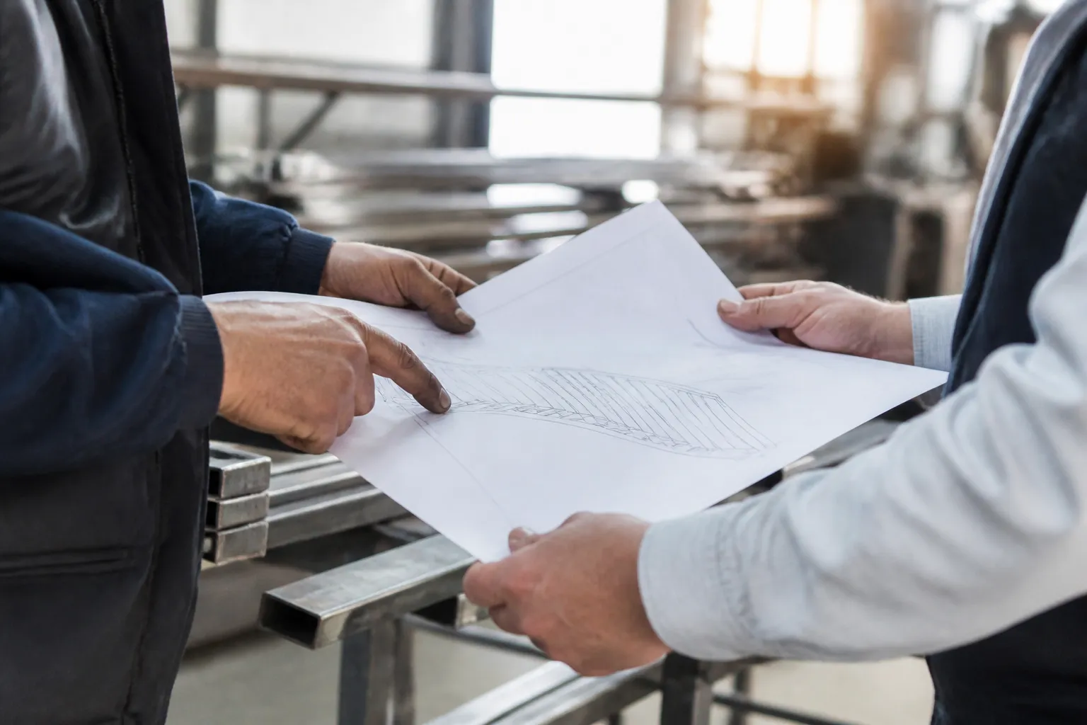 Deux personnes examinant attentivement des documents ensemble.