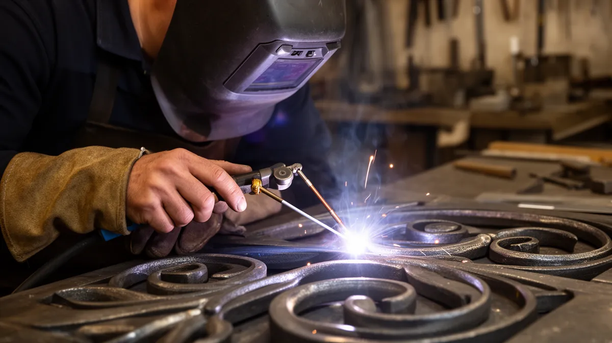 Soudage de pièces métalliques dans un atelier industriel.