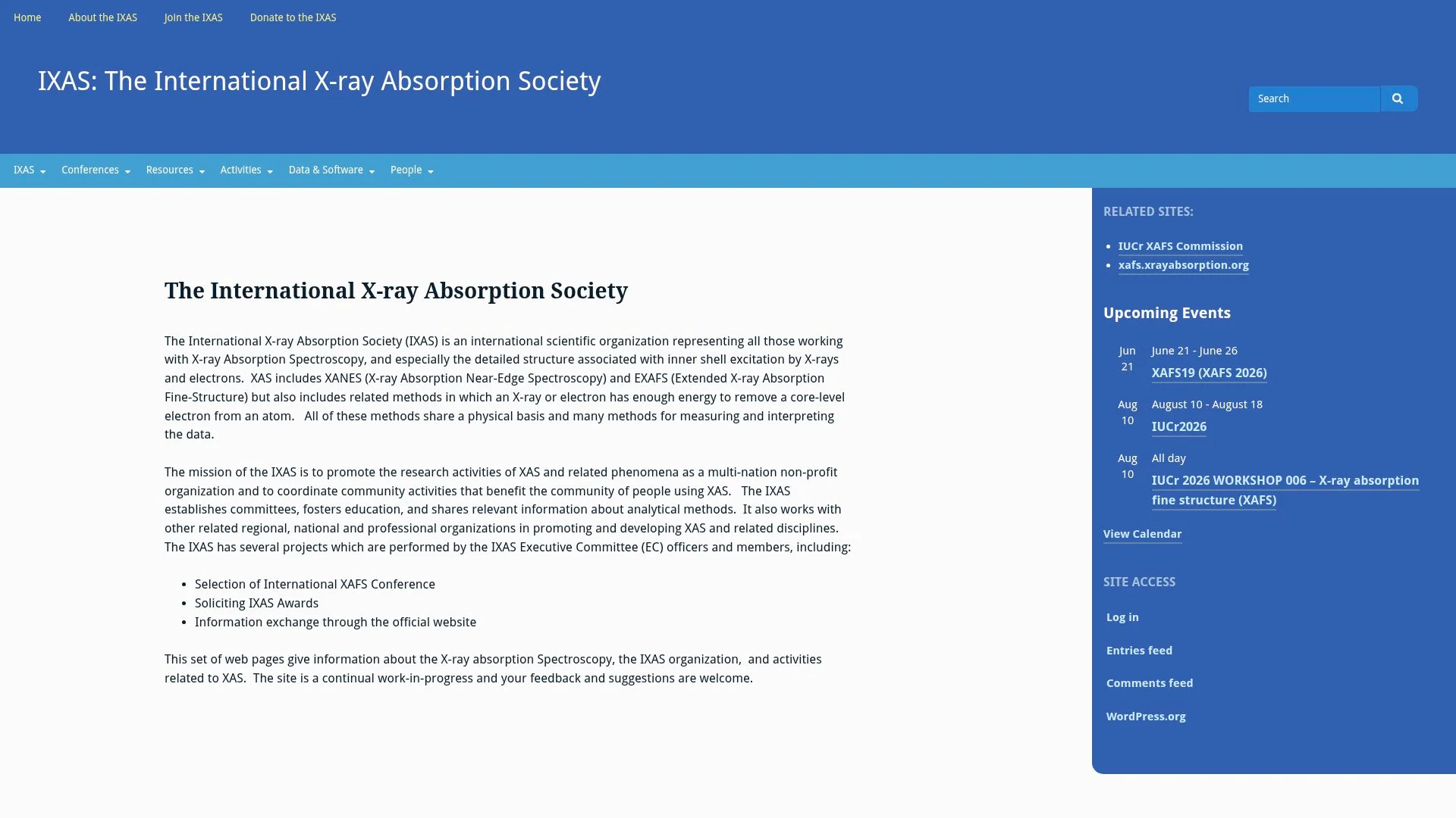 Site web de l'International X-ray Absorption Society.