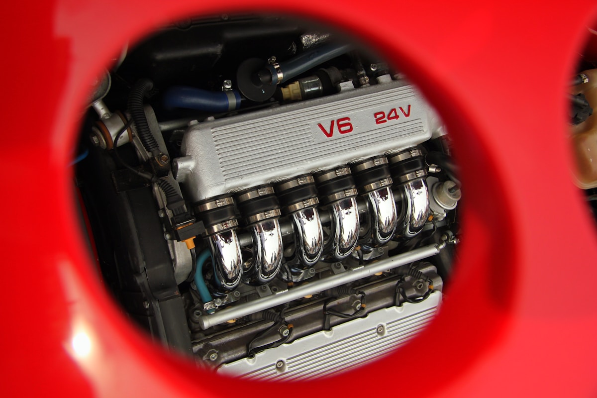 The image shows a car engine.