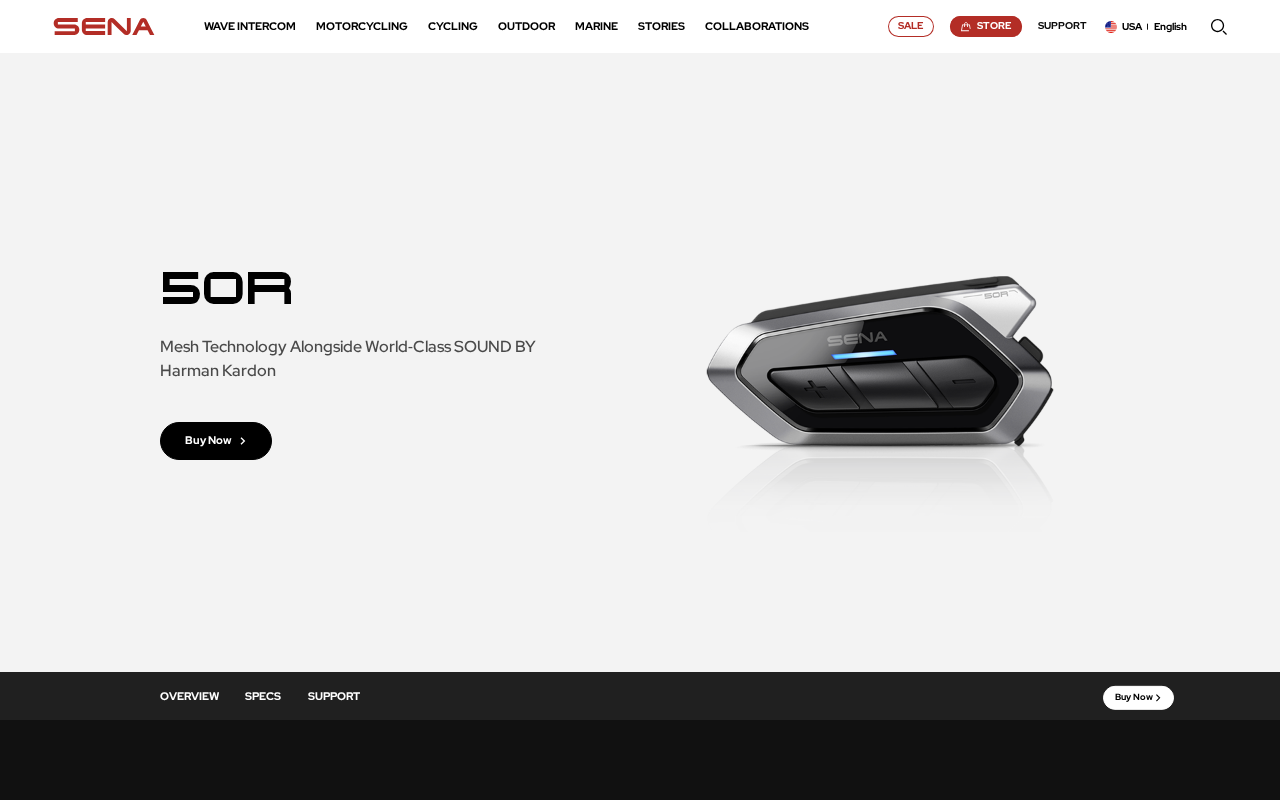 Sena 50R homepage