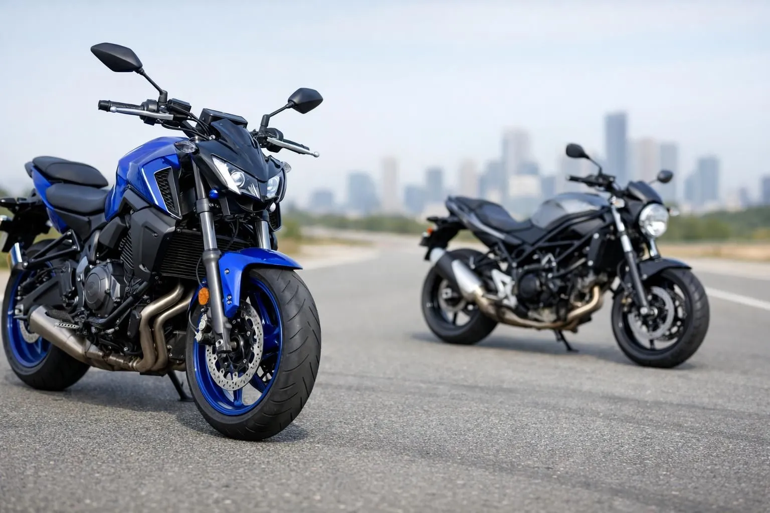 Comparatif Yamaha MT-07 vs Suzuki SV650. Deux roadsters modernes côte à côte, prêtes pour un choix éclairé.