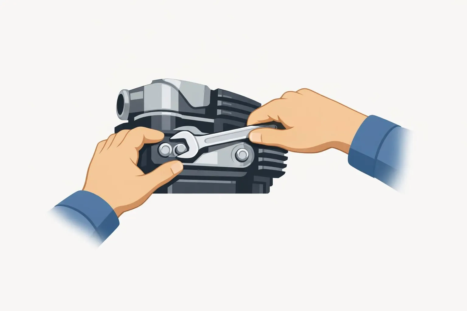 Réparation moto toutes marques Fribourg: un mécanicien travaille avec expertise sur un moteur de moto. Service professionnel.