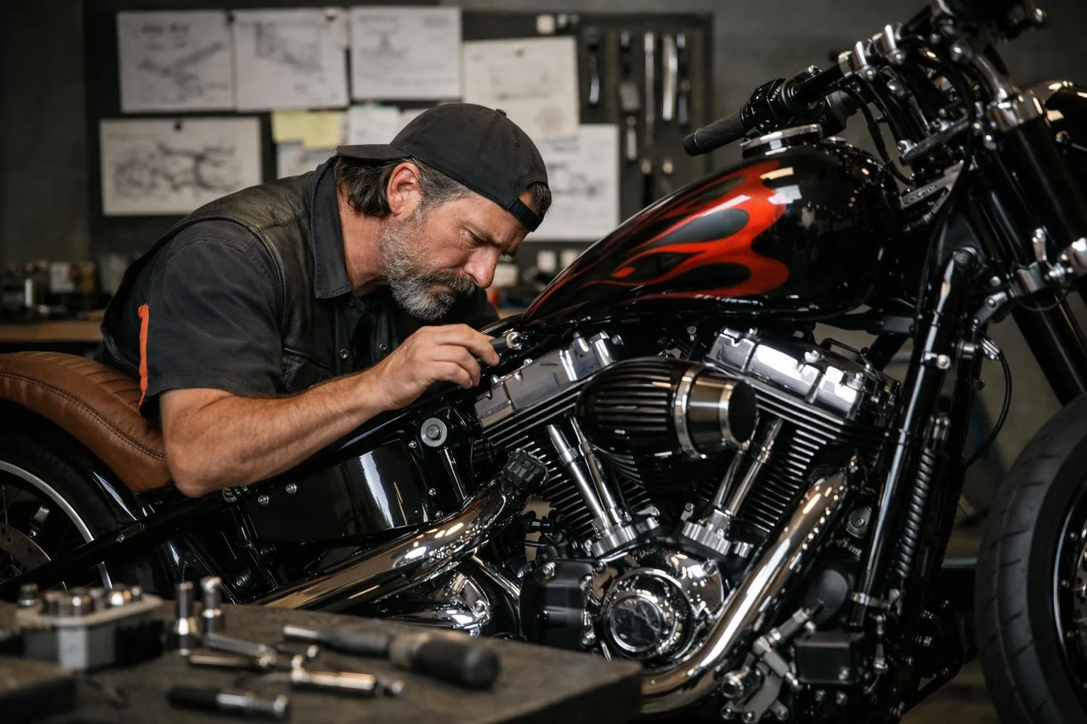 "Personnalisation Harley-Davidson en atelier, coût réel d'une moto sur mesure"