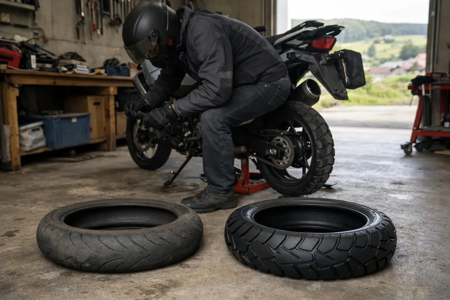 Changement de pneu moto en Suisse romande, prix changement pneus moto.