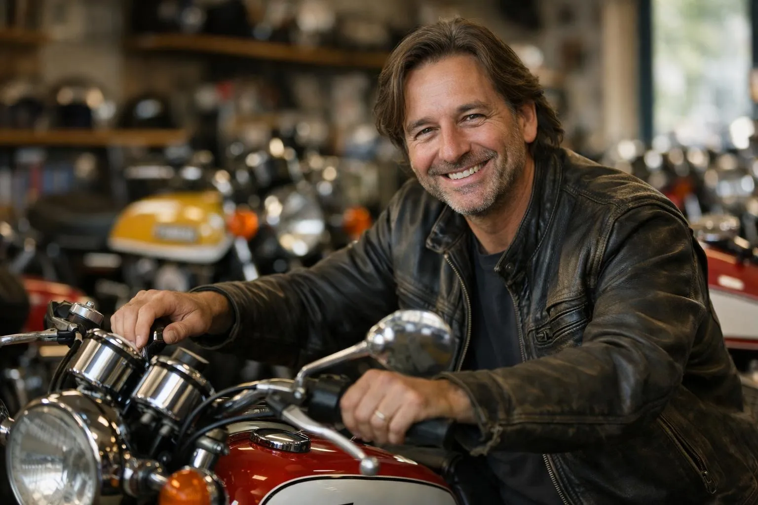 Pacific Motos Genève, spécialiste Yamaha, un passionné entouré de motos classiques