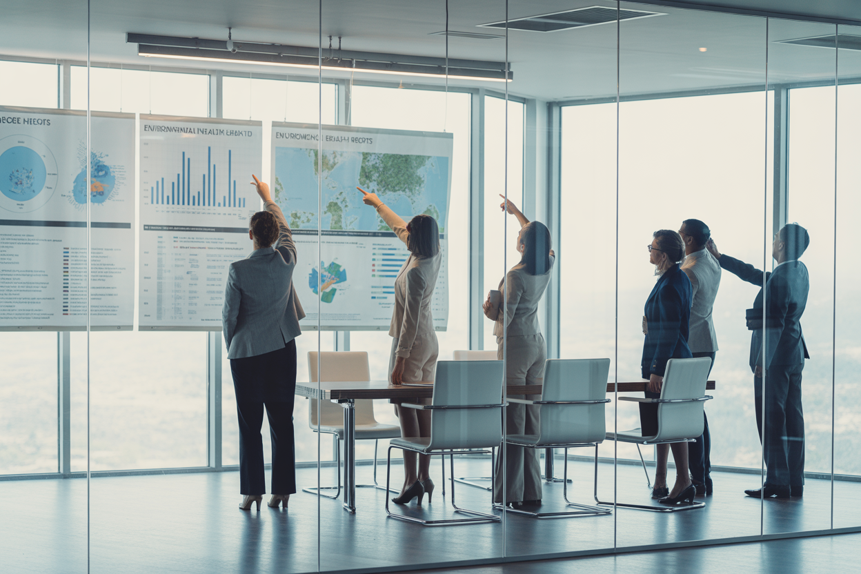 A diagram showing the connection between policy-making, public health, and environmental sustainability.