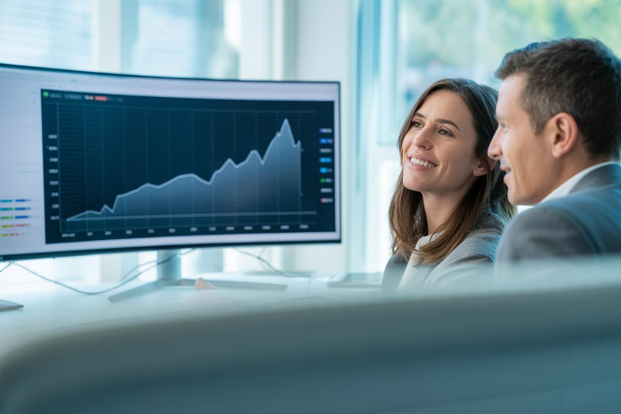 A line graph charting a 40% climb in organic traffic for an e-commerce site in just three months after they started using automated content.