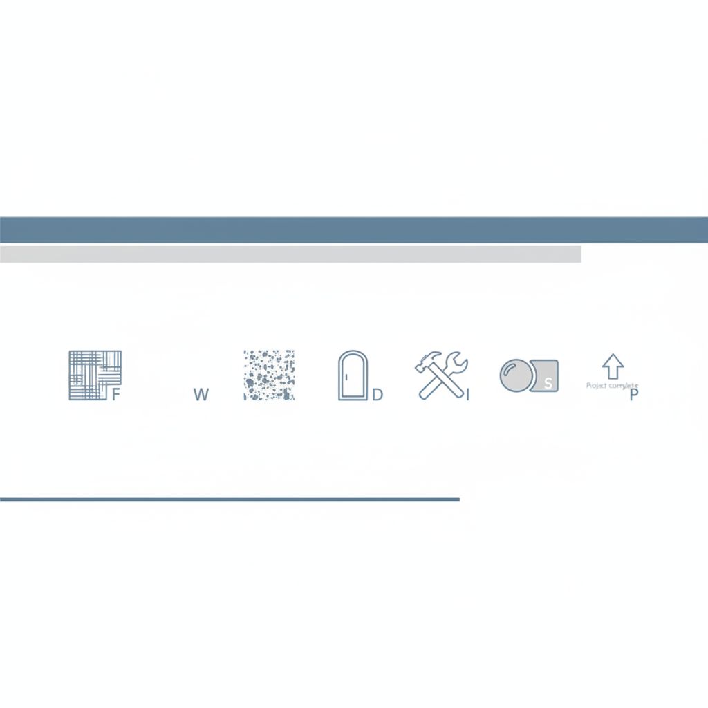 Infographie simple montrant les cinq facteurs principaux influençant le prix du tissu tendu: type de tissu, surface du mur, complexité (portes, fenêtres), technique de pose, et finitions.