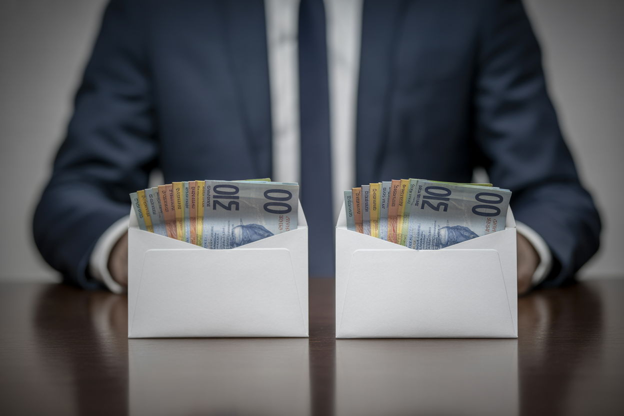 Diagramme comparatif simple montrant la fiscalité d'un versement de 100'000 CHF en salaire versus en dividendes pour un dirigeant de PME.