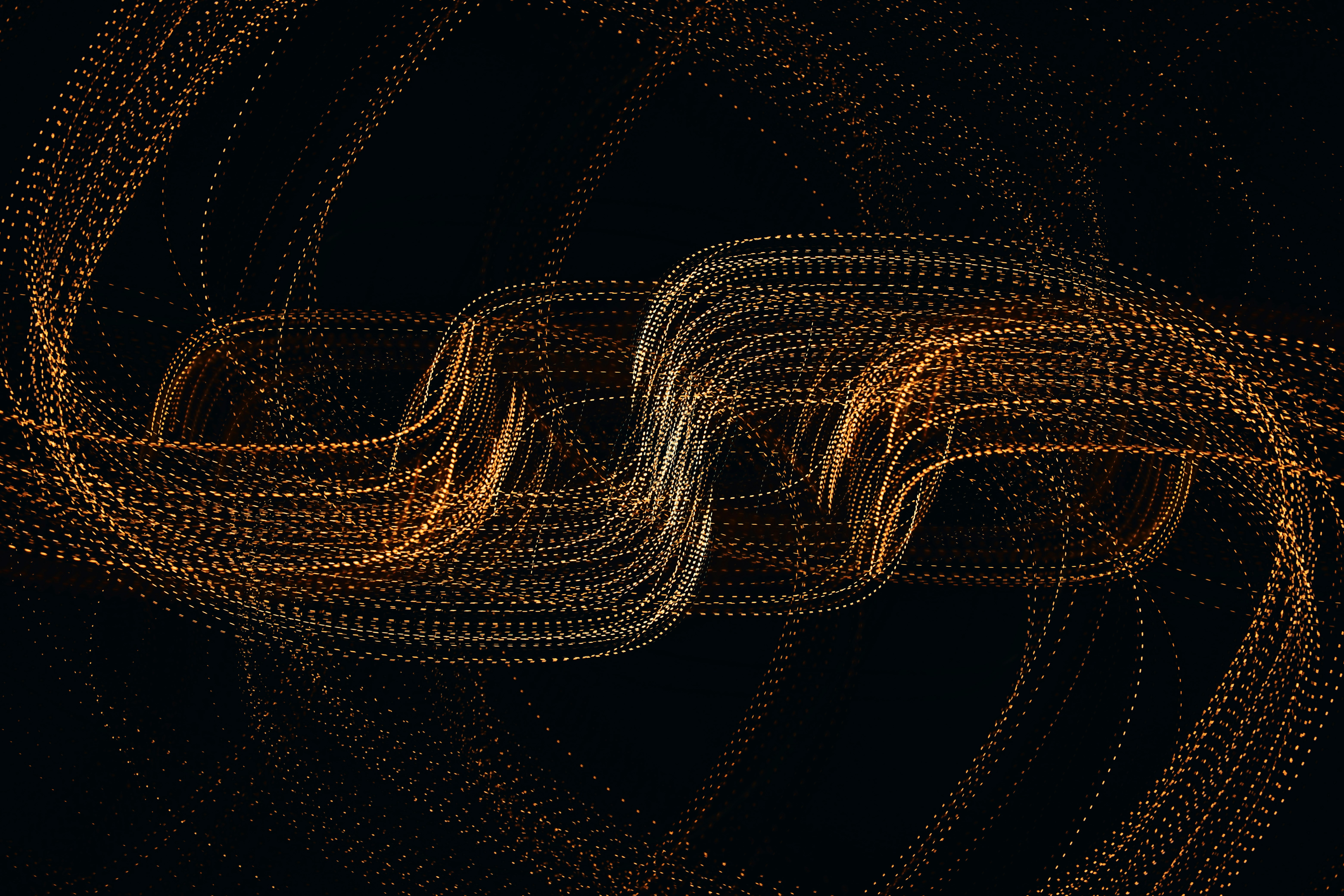 Une image abstraite avec des lignes de données et des graphiques lumineux sur un fond sombre, représentant l'analyse financière et la stratégie.