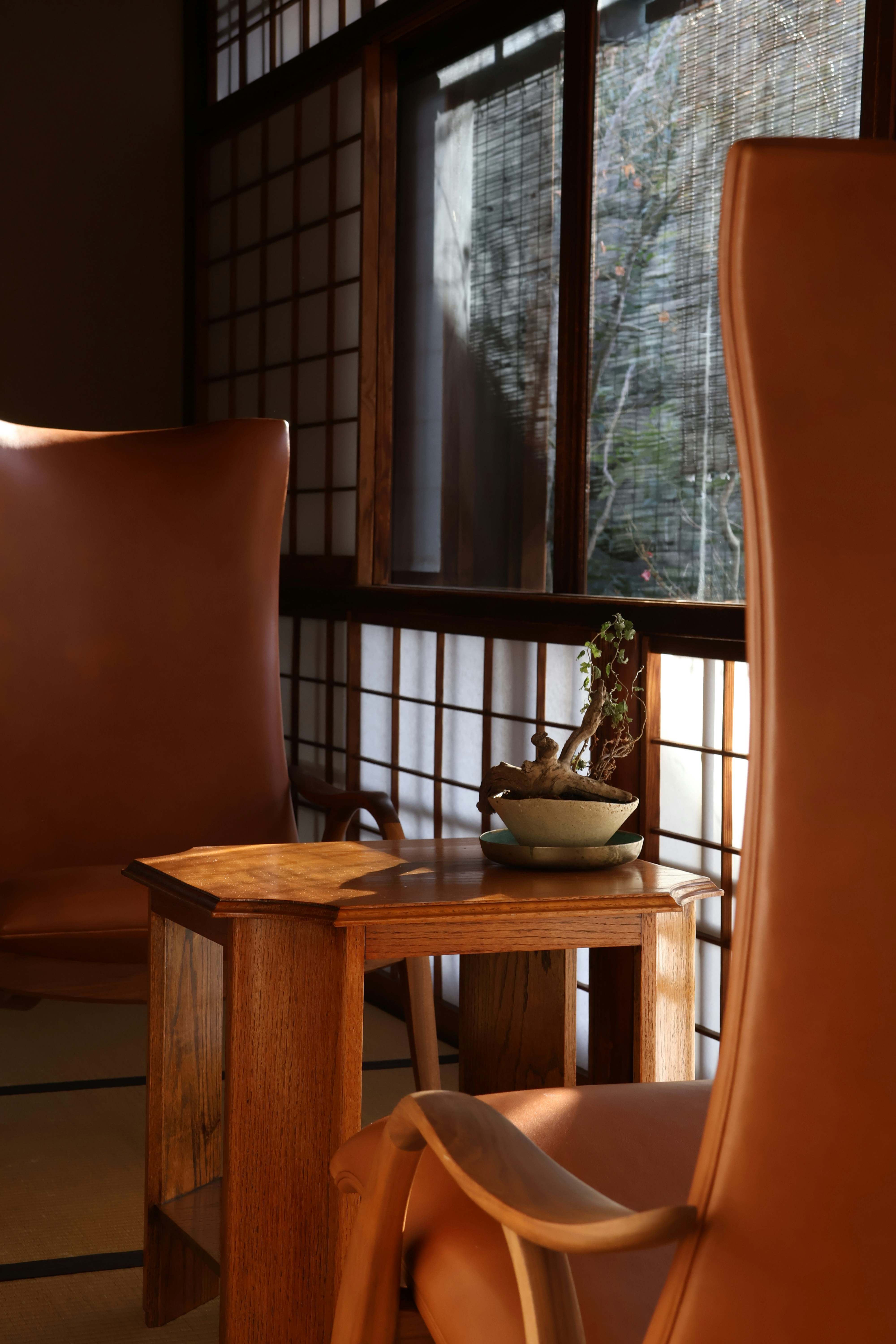 Un salon Japandi, lumineux et élégant, avec ses meubles en bois clair et sa déco épurée. L