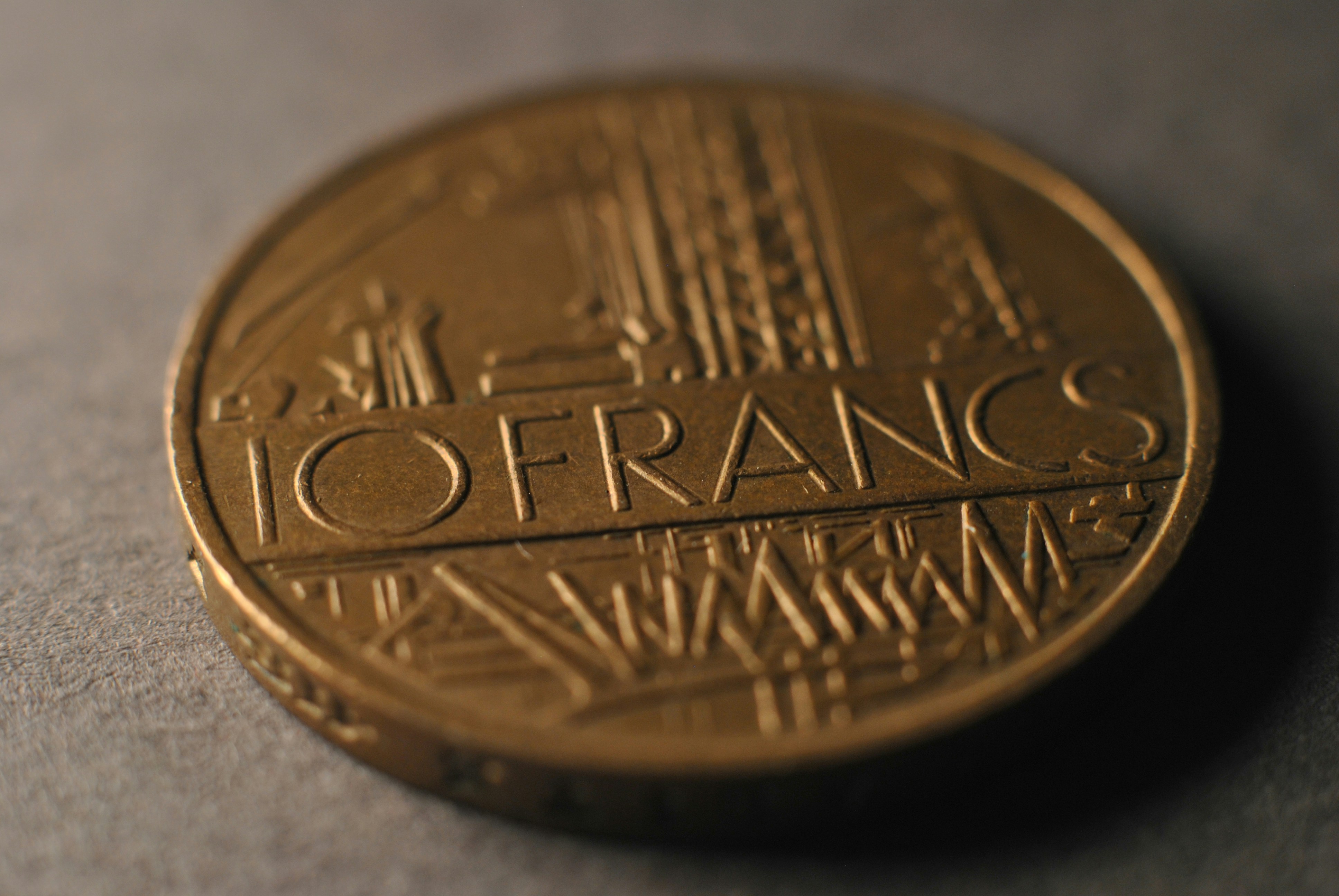 Hand holding a swiss franc coin balancing on a financial graph growing upwards