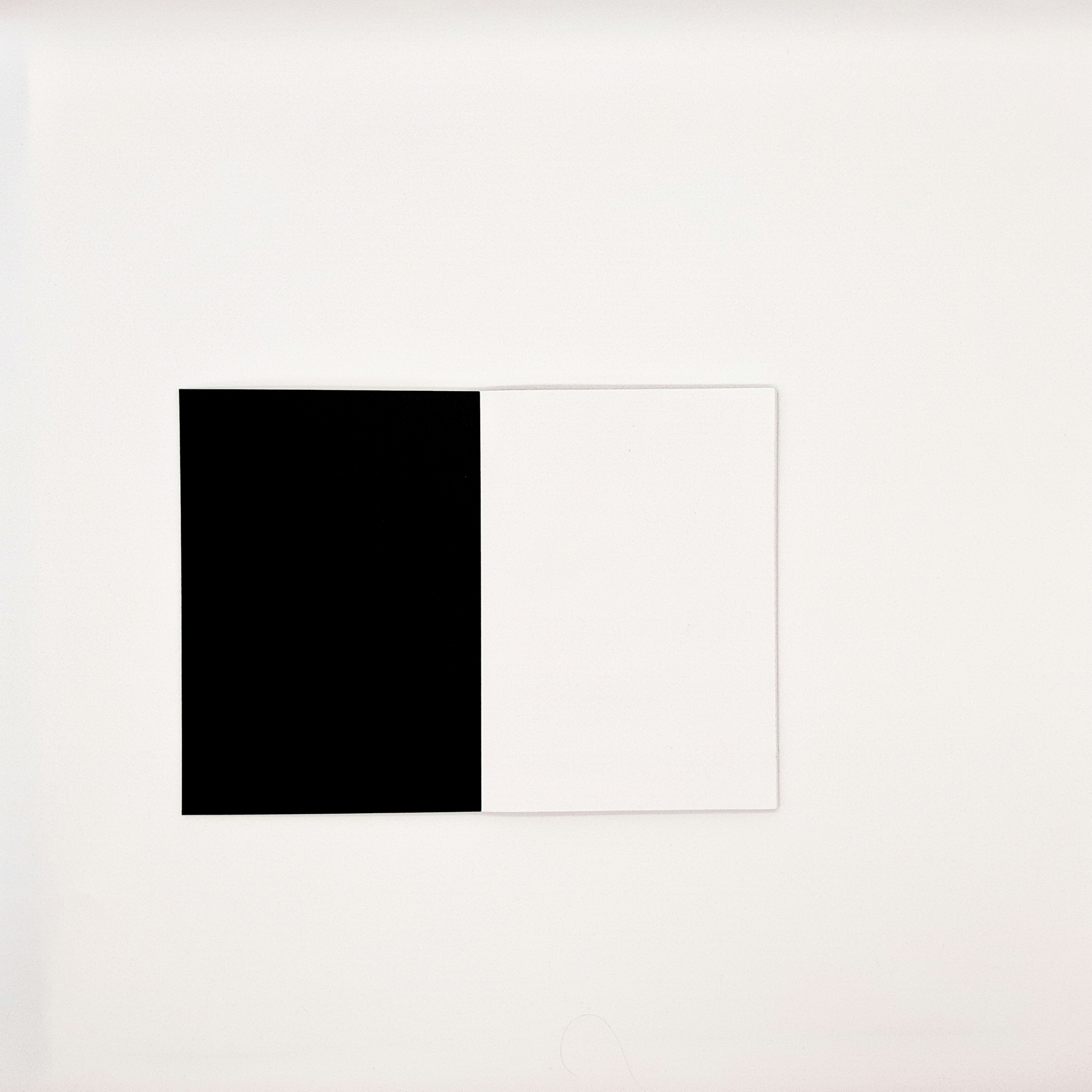 Modern minimalist black and white abstract line art on a white wall in a contemporary living room.