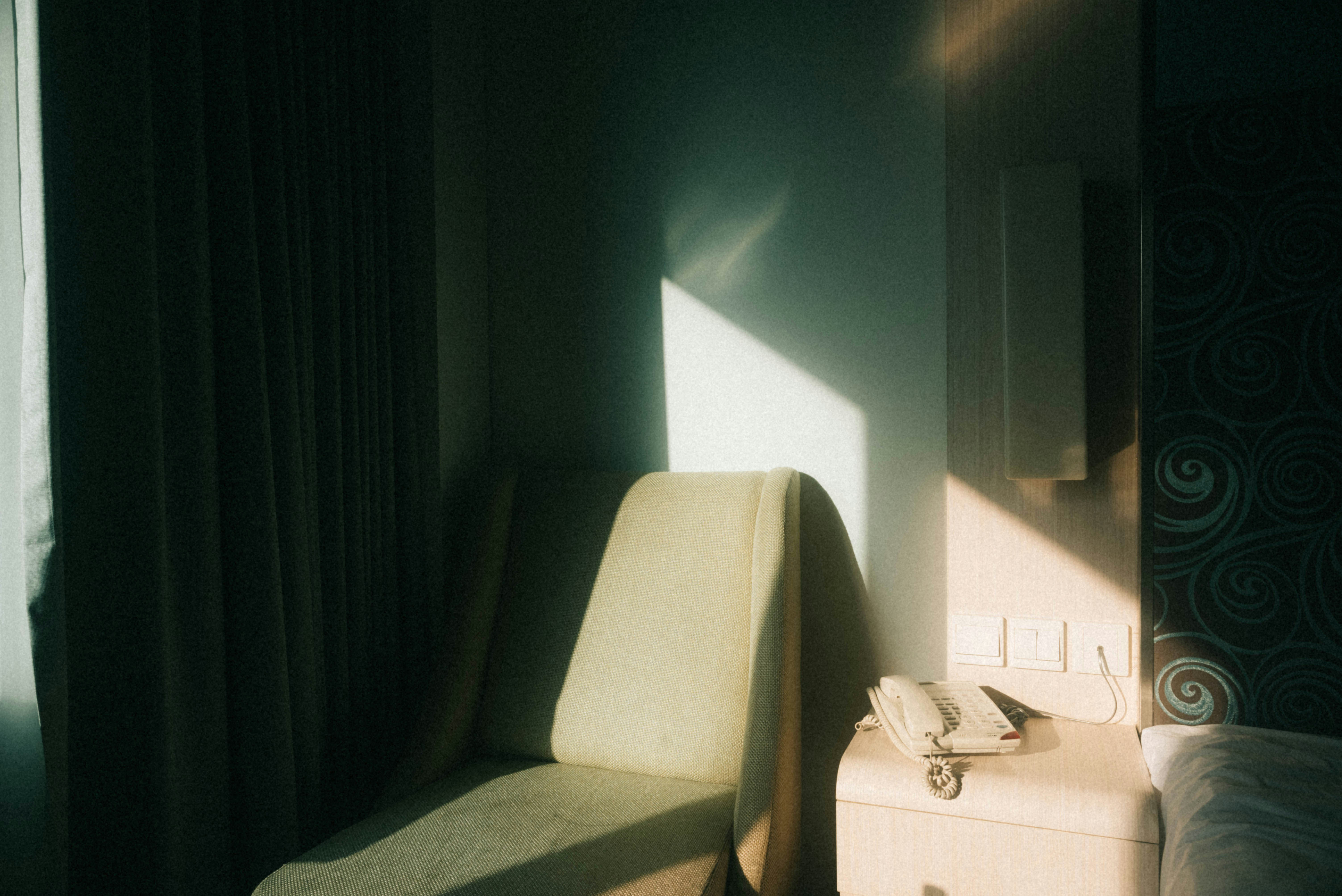 Relaxing treatment room setup with warm lighting suitable for therapy