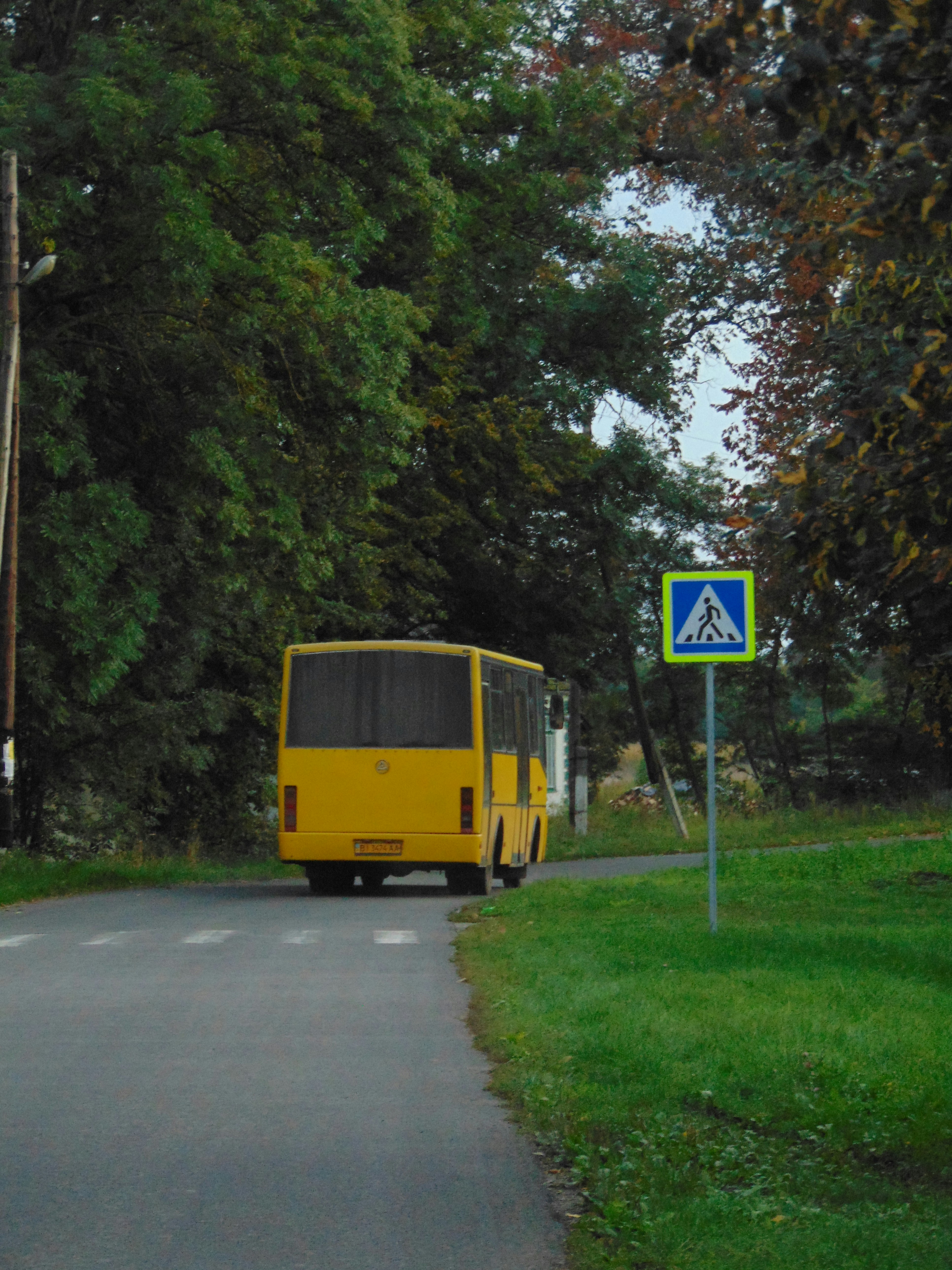 Picture of a swiss yellow post bus on a regional road