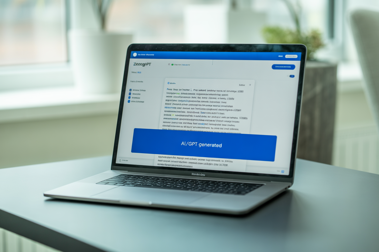 A screenshot of the ZeroGPT interface showing a block of text being analyzed, with the result indicating 'AI/GPT Generated'.