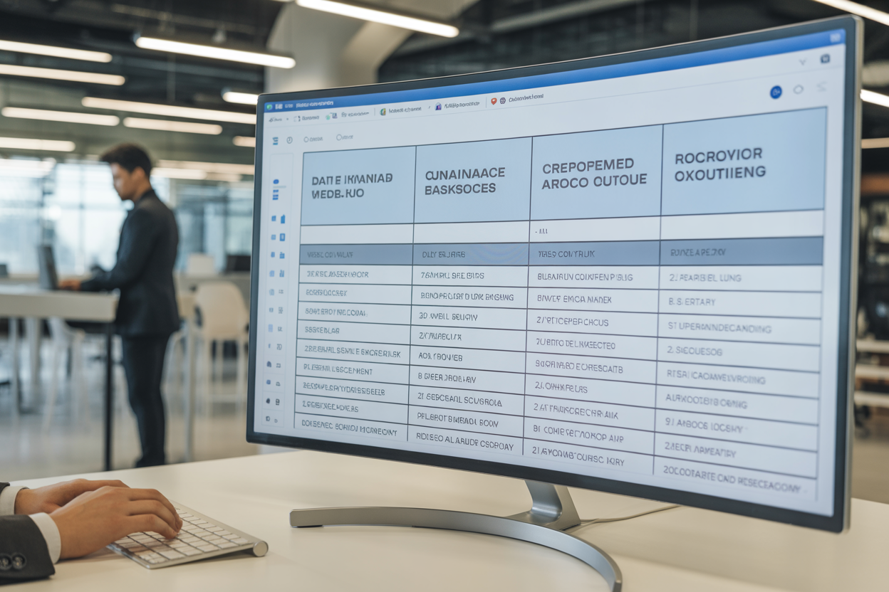 Just a basic spreadsheet table with three columns: 'Page URL,' 'Primary Keyword,' and 'Secondary Keywords.' The rows are filled in with examples for a pretend website to show what a keyword map looks like.